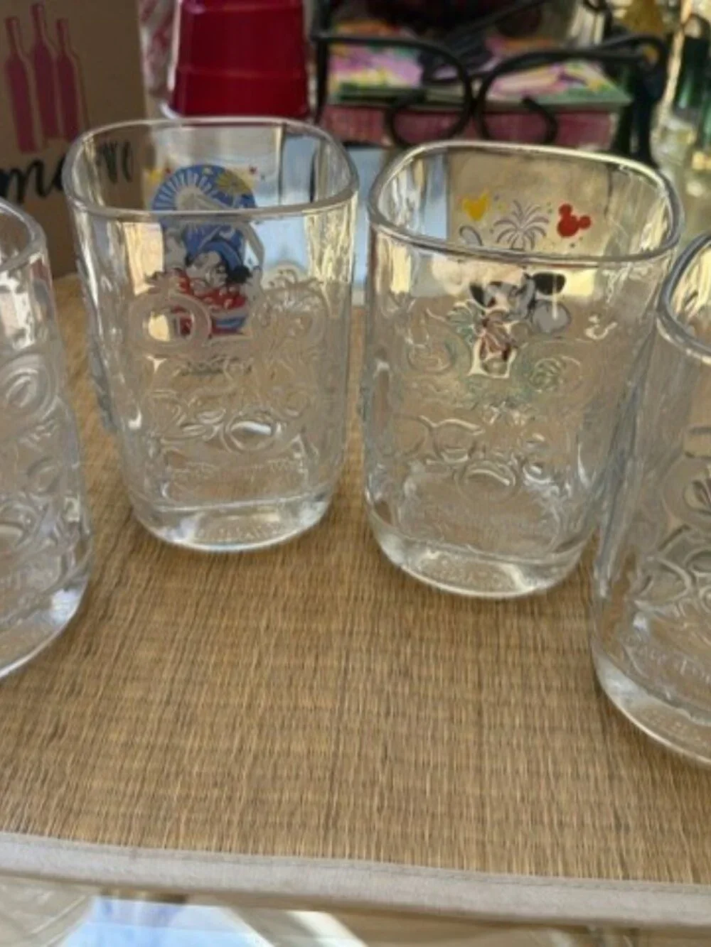 Walt Disney World McDonalds Mickey 2000 Celebration Square Glasses VTG Set of 4